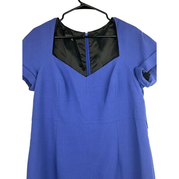 Lafayette 148 Women's Blue Short Sleeve Sheath Dress size 14 With Back Zipper - Picture 10 of 13